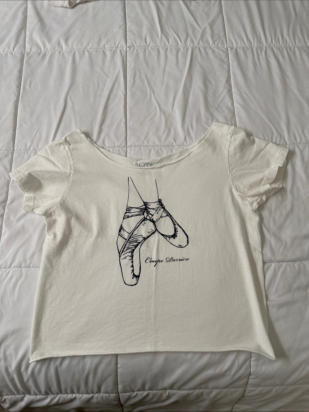 Brandy Melville Cream Tee with Navy Ballet Pointe Illustration